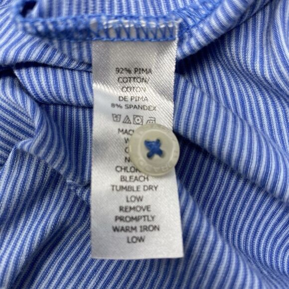 B. Draddy Men's Large Cotton Blend Blue Striped Stretch‎ Short Sleeve Golf Polo - Picture 5 of 6